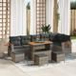 Ensemble de salon de jardin vidaXL 10 pièces avec coussins gris poly rotin
