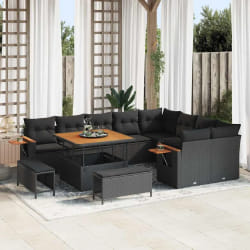 vidaXL Ensemble de canapé de jardin 12 pcs Noir 100 x 100 x 71 cm