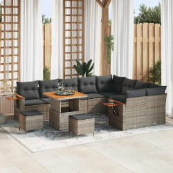 vidaXL Ensemble de canapé de jardin 12 pcs Gris 80 x 80 x 71 cm