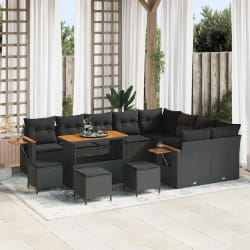 vidaXL Ensemble de canapé de jardin 13 pcs Noir 110 x 55 x 71 cm
