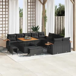 vidaXL Ensemble de canapé de jardin 13 pcs Noir 100 x 100 x 71 cm