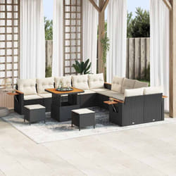 Vidaxl Ensemble De Canapé De Jardin Avec Coussin 13 Pcs Noir Et Crème