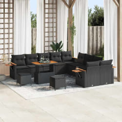 vidaXL Ensemble de canapé de jardin 13 pcs Noir 90 x 55 x 71 cm