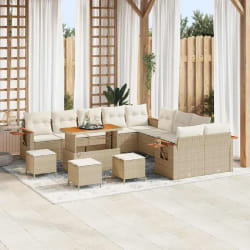 vidaXL Ensemble de canapé de jardin avec coussin 14 pcs beige et crème