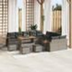 Ensemble canapé jardin 14 pièces avec coussins polyacacia gris