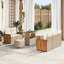 vidaXL Ensemble de canapé de jardin avec coussin 8 pcs beige et crème