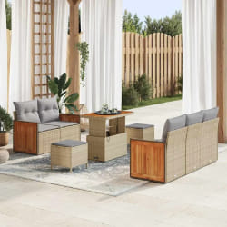 vidaXL Ensemble de canapé de jardin 8 pcs beige et gris clair