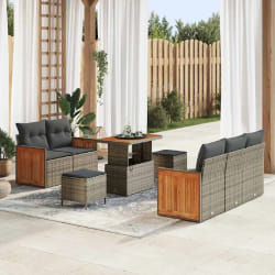 vidaXL Ensemble de canapé de jardin 8 pcs Gris 90 x 55 x 71 cm