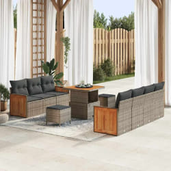vidaXL Ensemble de canapé de jardin 10 pcs Gris 80 x 80 x 71 cm