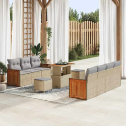 vidaXL Ensemble de canapé de jardin 10 pcs beige et gris clair