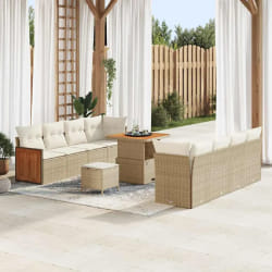 vidaXL Ensemble de canapé de jardin avec coussin 11 pcs beige et crème