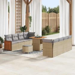 vidaXL Ensemble de canapé de jardin 11 pcs beige et gris clair