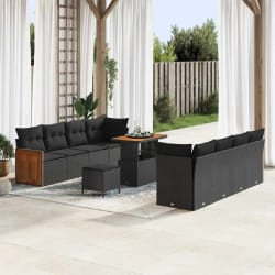 vidaXL Ensemble de canapé de jardin 11 pcs Noir 90 x 55 x 71 cm