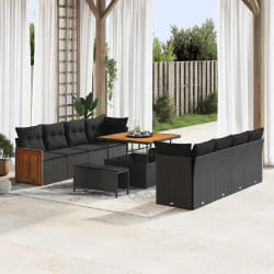 vidaXL Ensemble de canapé de jardin 11 pcs Noir 100 x 100 x 71 cm