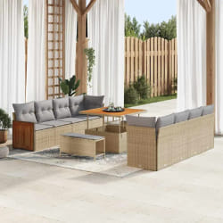 vidaXL Ensemble de canapé de jardin 11 pcs beige et gris clair