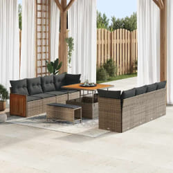 vidaXL Ensemble de canapé de jardin 11 pcs Gris 100 x 100 x 71 cm