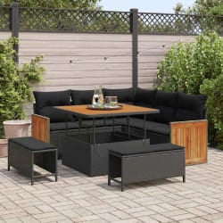 vidaXL Ensemble de canapé de jardin 8 pcs Noir 100 x 100 x 71 cm