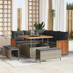 vidaXL Ensemble de canapé de jardin 8 pcs Gris 100 x 100 x 71 cm
