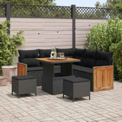 vidaXL Ensemble de canapé de jardin 8 pcs Noir 80 x 80 x 71 cm