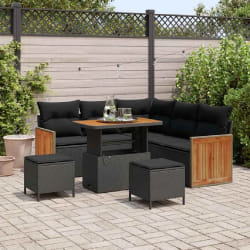 vidaXL Ensemble de canapé de jardin 8 pcs Noir 90 x 55 x 71 cm