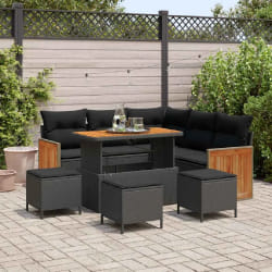vidaXL Ensemble de canapé de jardin 9 pcs Noir 110 x 55 x 71 cm
