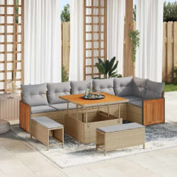 vidaXL Ensemble de canapé de jardin 9 pcs beige et gris clair