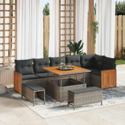 vidaXL Ensemble de canapé de jardin 9 pcs Gris 100 x 100 x 71 cm