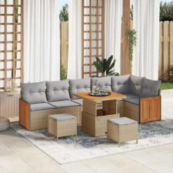 vidaXL Ensemble de canapé de jardin 9 pcs beige et gris clair