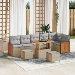 vidaXL Ensemble de canapé de jardin 9 pcs beige et gris clair