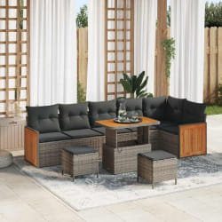vidaXL Ensemble de canapé de jardin 9 pcs Gris 90 x 55 x 71 cm