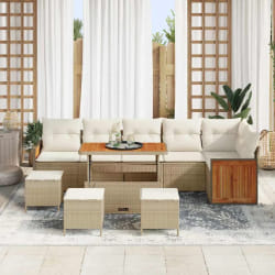 vidaXL Ensemble de canapé de jardin avec coussin 10 pcs beige et crème