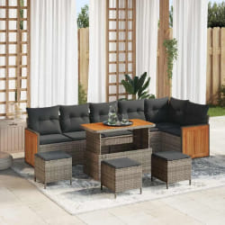 vidaXL Ensemble de canapé de jardin 10 pcs Gris 110 x 55 x 71 cm