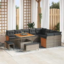 vidaXL Ensemble de canapé de jardin 12 pcs Gris 100 x 100 x 71 cm