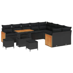 vidaXL Ensemble de canapé de jardin 12 pcs Noir 90 x 55 x 71 cm