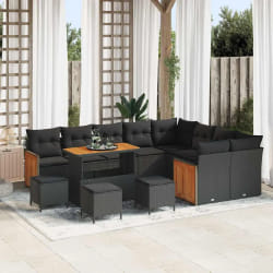 vidaXL Ensemble de canapé de jardin 13 pcs Noir 110 x 55 x 71 cm
