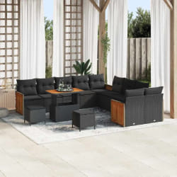 vidaXL Ensemble de canapé de jardin 13 pcs Noir 90 x 55 x 71 cm