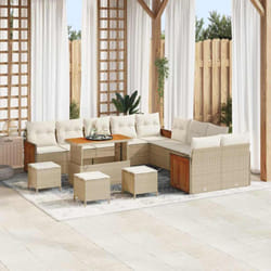 Ensemble De Canapé De Jardin Avec Coussin 14 Pcs Beige Et Crème Vidaxl