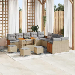 vidaXL Ensemble de canapé de jardin 14 pcs beige et gris clair