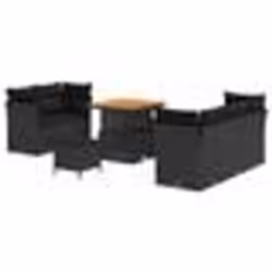 Ensemble de canapés de jardin vidaXL 8 pièces avec coussins Noir Poly Rattan