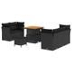 Ensemble de canapés de jardin vidaXL 8 pièces avec coussins Noir Poly Rattan