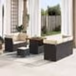 Ensemble de 8 Pièces de Canapé de Jardin avec Coussins Noir Poly Rattan