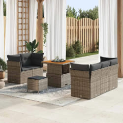vidaXL Ensemble de canapé de jardin 8 pcs Gris 80 x 80 x 71 cm