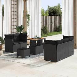 vidaXL Ensemble de canapé de jardin 8 pcs Noir 90 x 55 x 71 cm