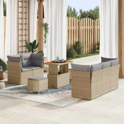 vidaXL Ensemble de canapé de jardin 8 pcs beige et gris clair