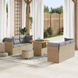 vidaXL Ensemble de canapé de jardin 9 pcs beige et gris clair