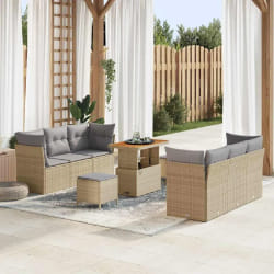vidaXL Ensemble de canapé de jardin 9 pcs beige et gris clair