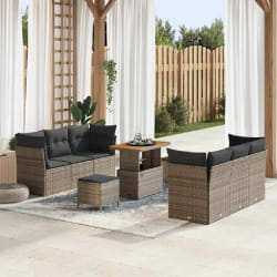 vidaXL Ensemble de canapé de jardin 9 pcs Gris 90 x 55 x 71 cm
