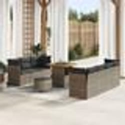 Canapé de jardin 10 pièces avec coussins Gris Poly Rattan