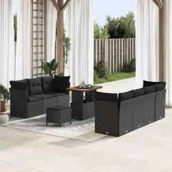 vidaXL Ensemble de canapé de jardin 10 pcs Noir 90 x 55 x 71 cm