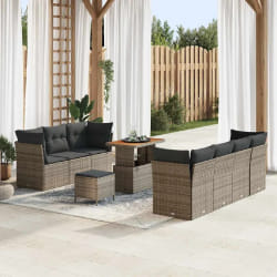 vidaXL Ensemble de canapé de jardin 10 pcs Gris 90 x 55 x 71 cm